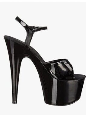 Ellie 709 Juliet Black Patent Platform Sandals Stripper Heels, Sz